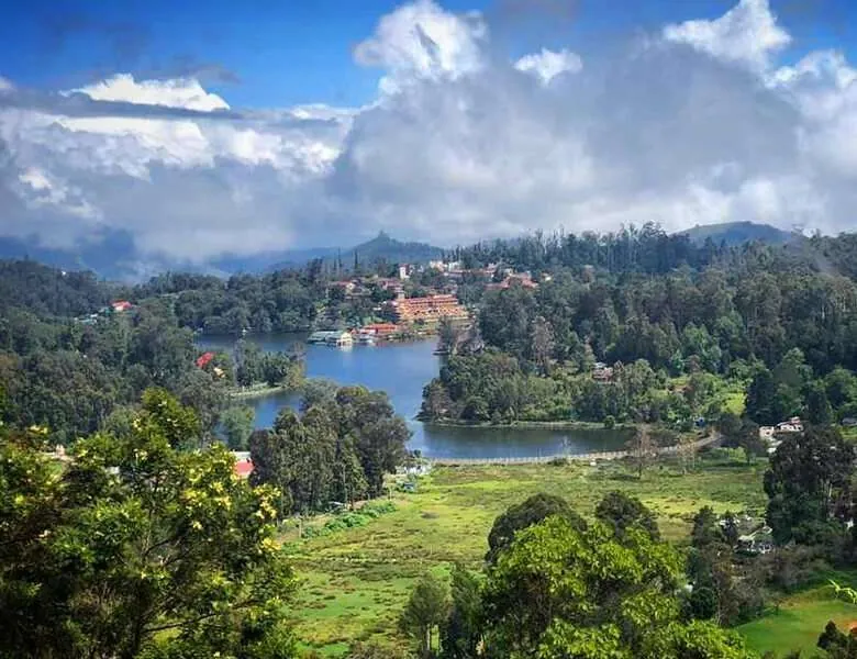 Kodaikanal Lake surrounded by forested hills