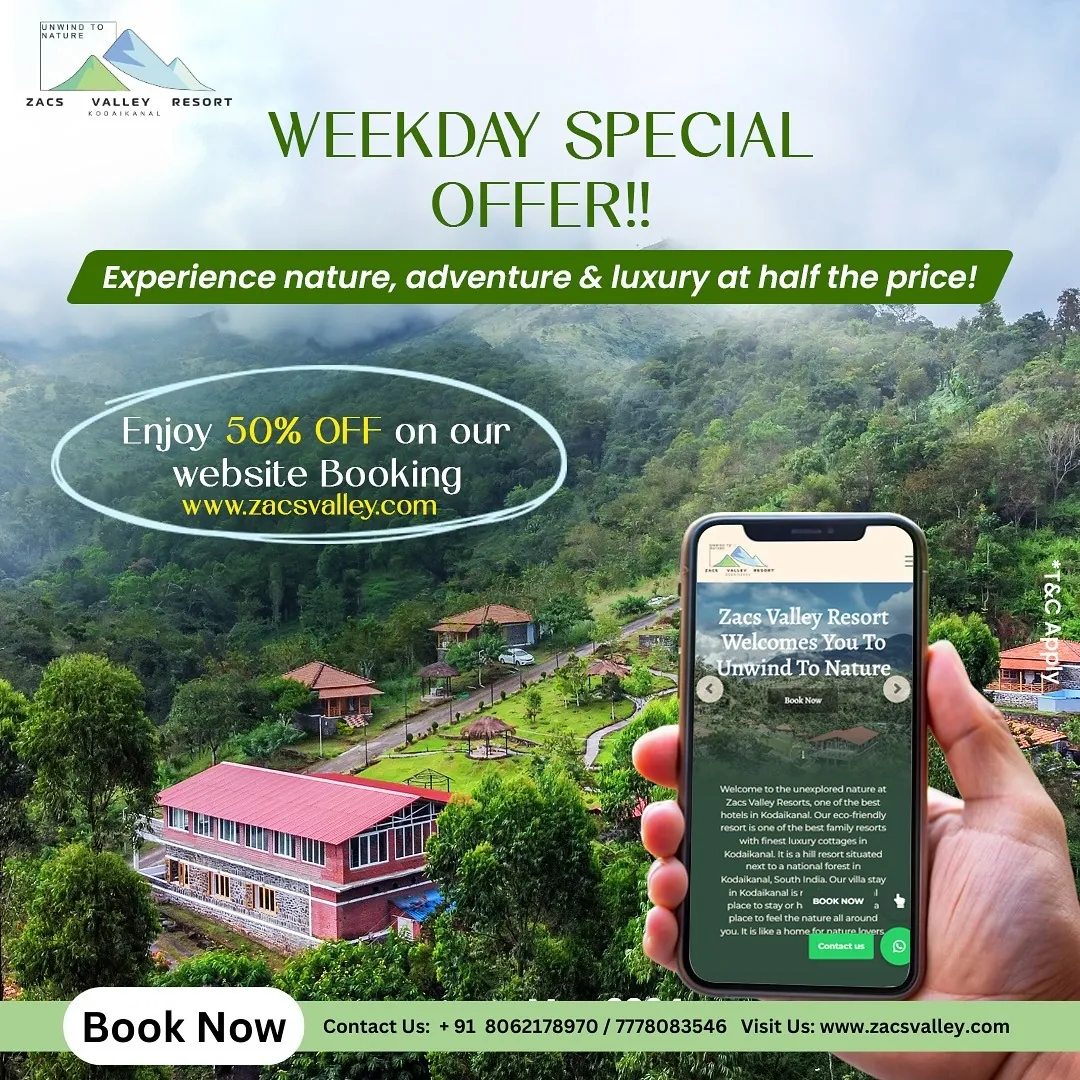 Luxurious Couple Suite at Zac's Valley Resort, Kodaikanal